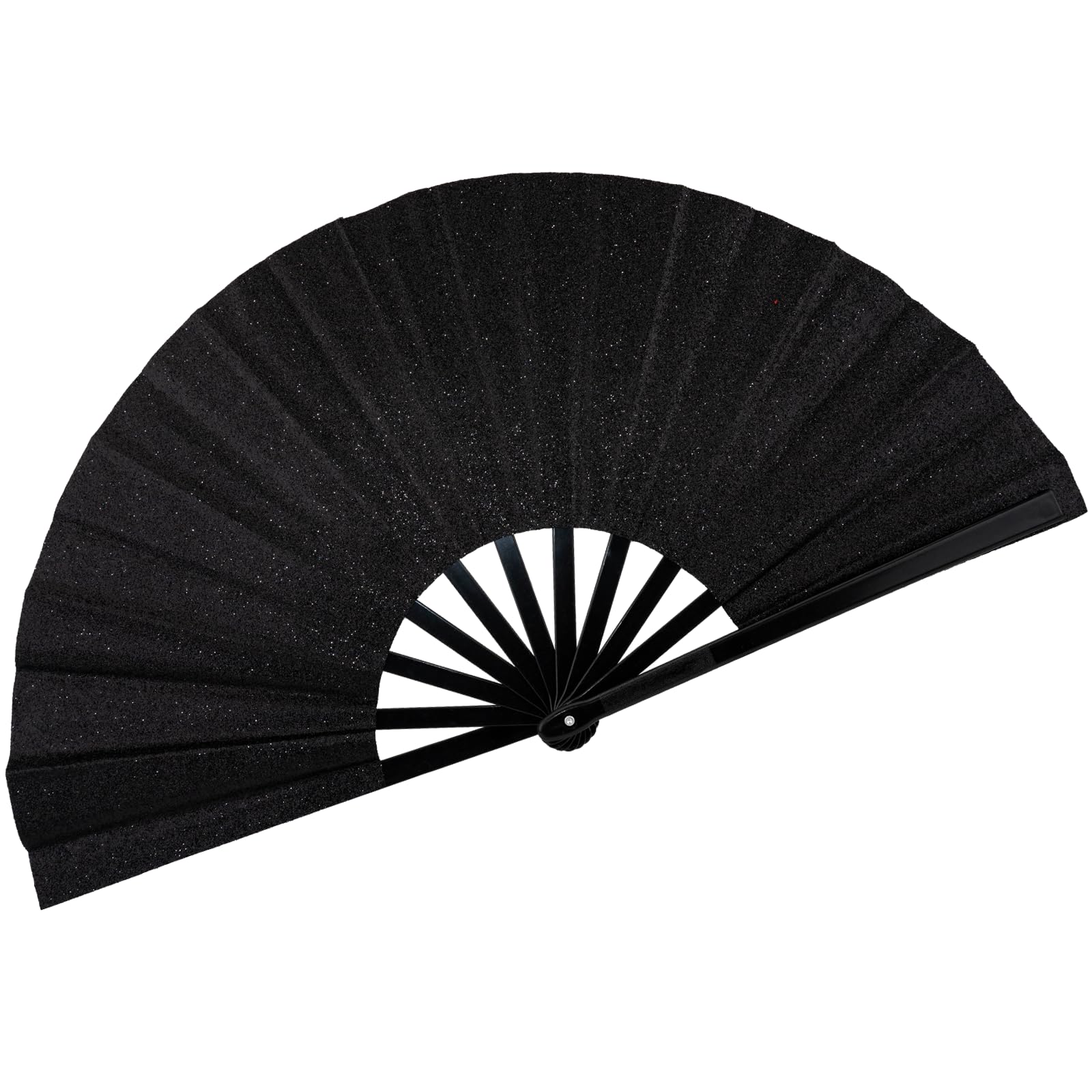 Photo 1 of 13" Glitter Large Rave Fans Clap Fans for Line Dancing Folding Clack Handheld Foldable Decorative Fans Hand Fan for Dance, EDM Music Festivals & Parties(Black)