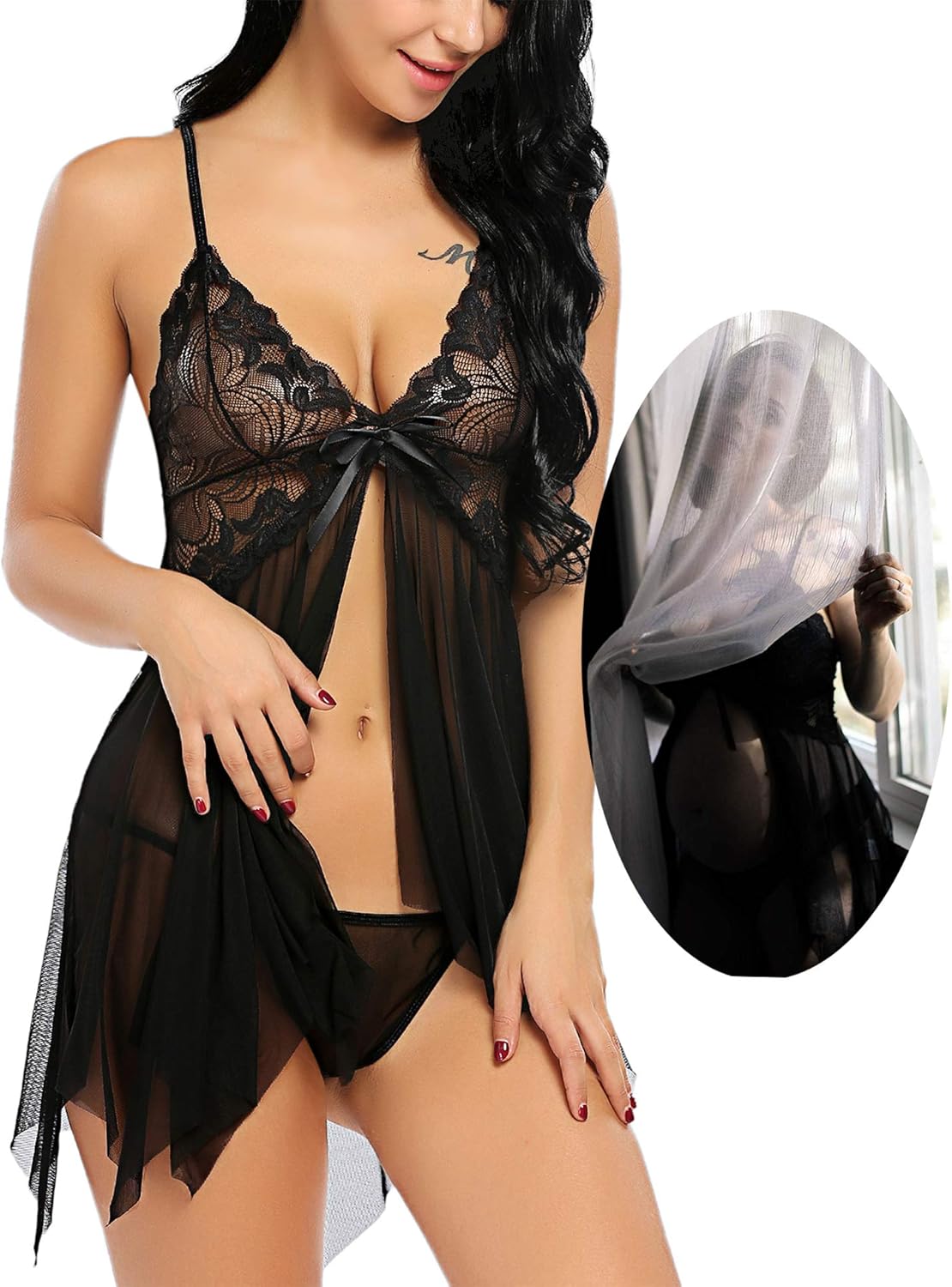 Avidlove Women Lingerie Lace Babydoll V Neck Sleepwear Strap Chemise at  Women’s Clothing store