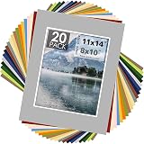 10-Pack White Core Mat Boards - 11x14 Inch With 8x10 Photo Opening, Acid-Free Bevel Cut