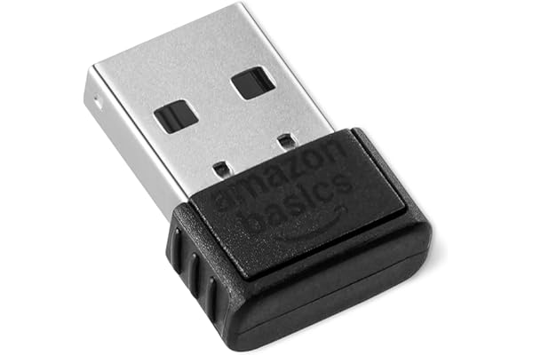 Amazon Basics Bluetooth 5.4 USB Adapter Dongle for PC, USB Receiver for Bluetooth Mouse, Keyboard, Laptop, Works with Windows 11/10/8.1