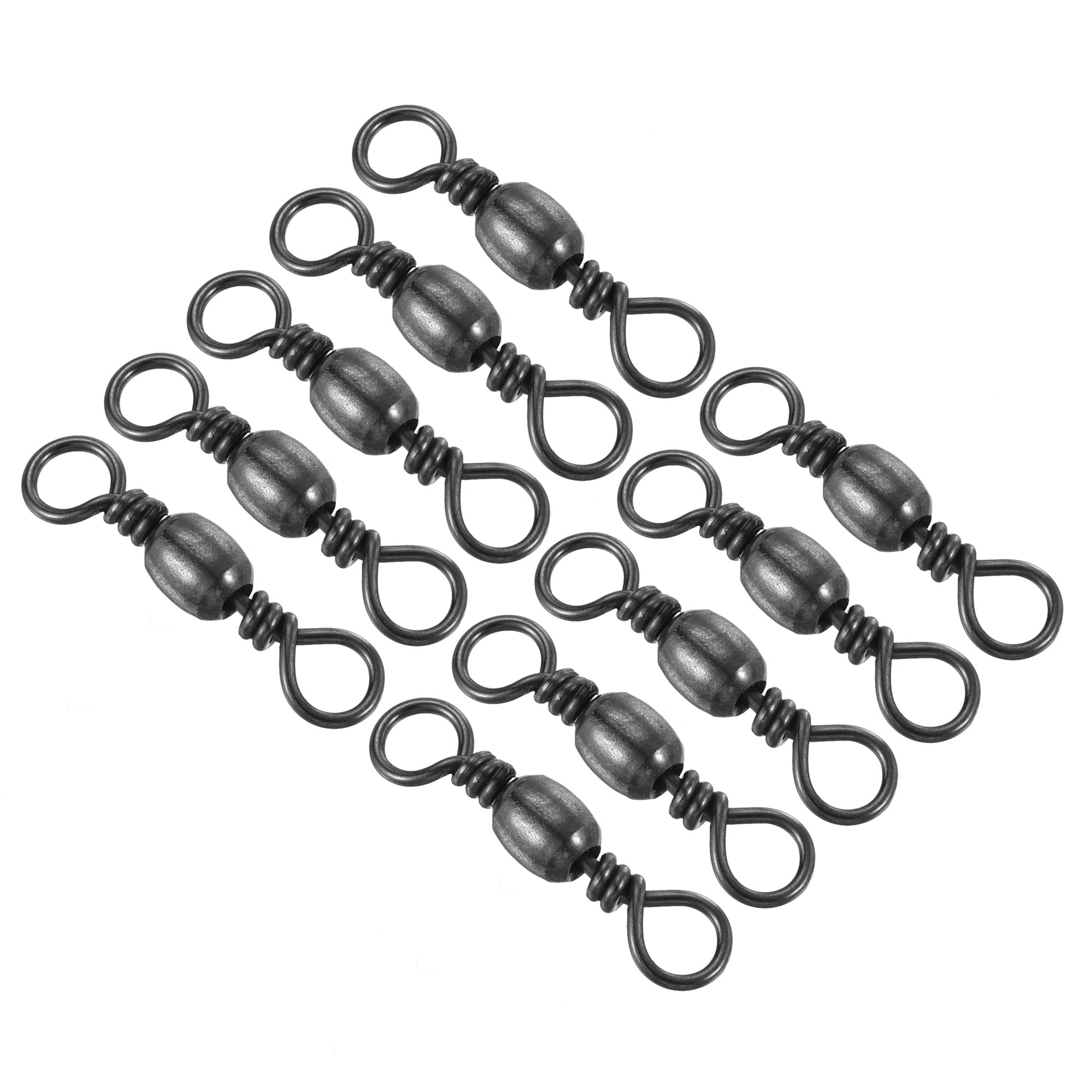 PATIKIL Fishing Barrel Swivels, 50Pcs 94LBS Stainless Steel Solid Ring Terminal Tackle for Saltwater Freshwater Fishing, Black