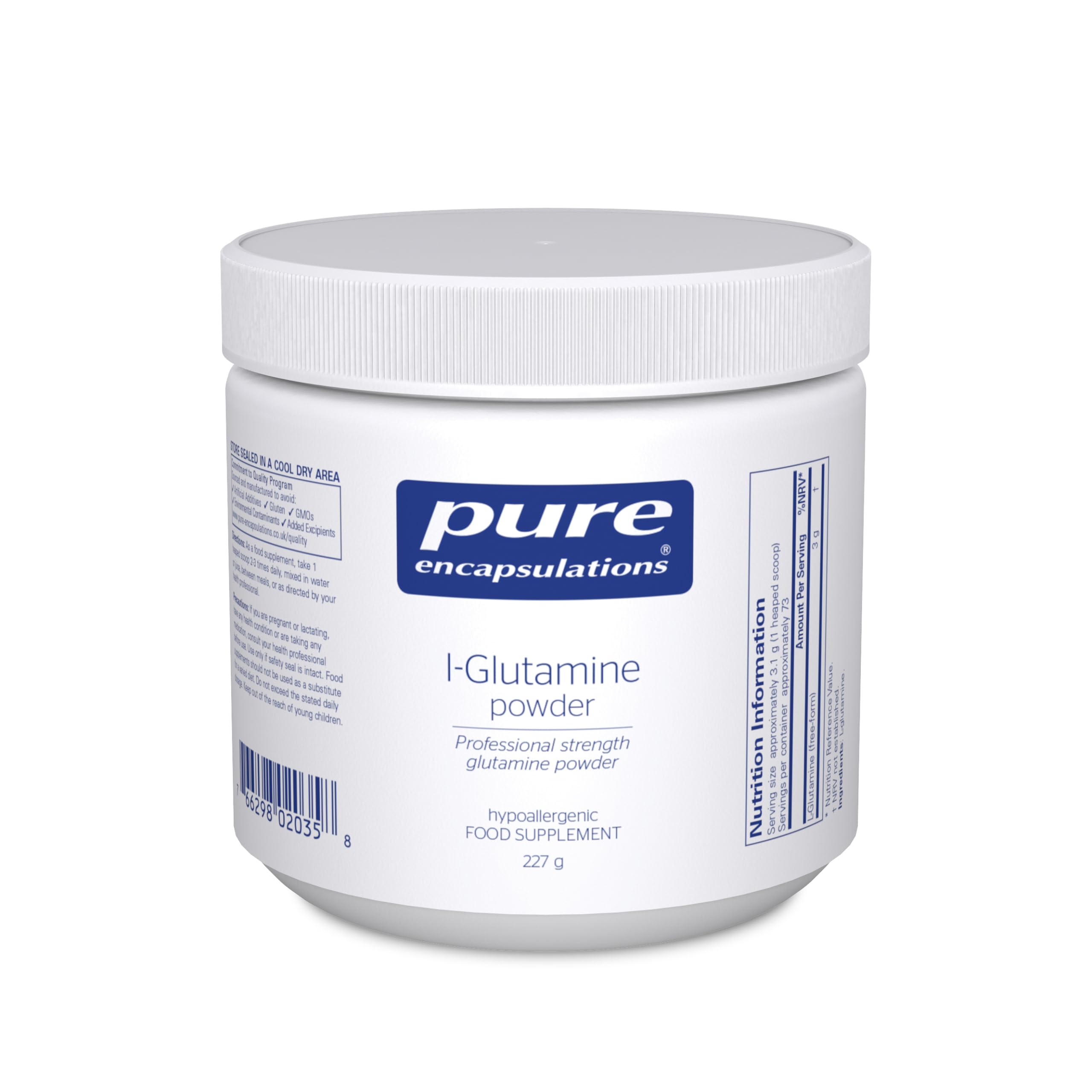 Pure Encapsulations L-Glutamine Powder - Hypoallergenic Amino Acid Supplement - 227 Grams