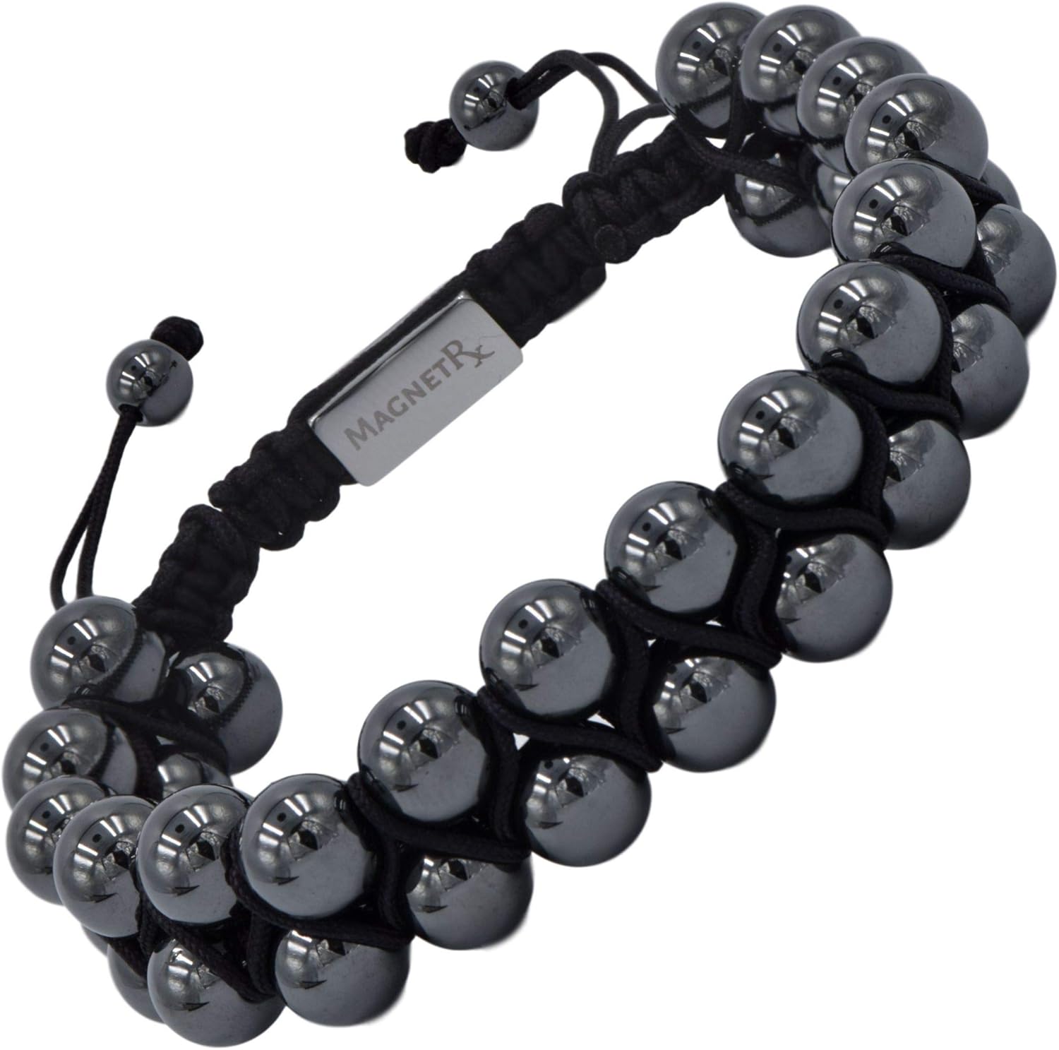 MagnetRX® Hematite Magnetic Therapy Bracelet - MAX Strength Natural Pain Relief and Healing Stones - Beaded Magnetic Hematite Bracelets (Double Strength 8mm): Health & Personal Care