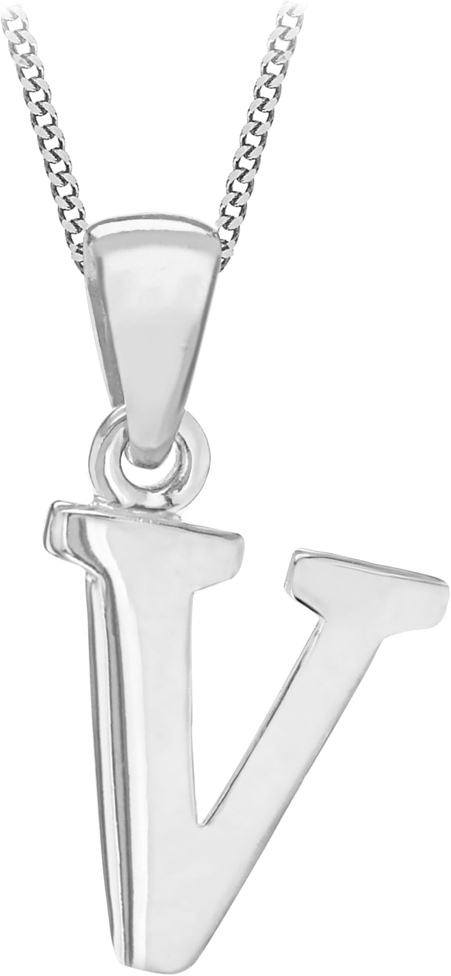 Tuscany SilverWomen's Sterling Silver Initial Pendant on Curb Chain of Length 46 cm/18 Inch