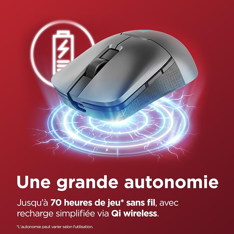 Souris de Jeu sans Fil Legion M600s Qi 6 Boutons - Noir
