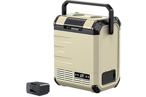 EENOUR D10 12 Volt Car Refrigerator, Portable Freezer 10.6Qt/10L Battery & Solar Powered Cooler 25W, -4~50℉, 12/24V DC, 110~240V AC, Idea for 2 People, Road Trips, Truck, Camping (Battery Included)