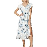 GRACE KARIN Women's Cocktail Dresses 2025 V Neck Ruffle Sleeve Dress, A-Line Midi Swing Wedding Guest Sundresses