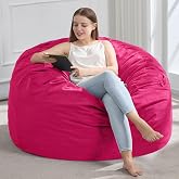 Hobestluk Bean Bag Chair for Adults Big BeanBag Velvet Fabric Large Pink | Memory Foam,Washable Cover,Lightweight,Adult Bean Bag Chairs for Dorm Room Bedroom Reading Lounging Gaming | Pink 3FT