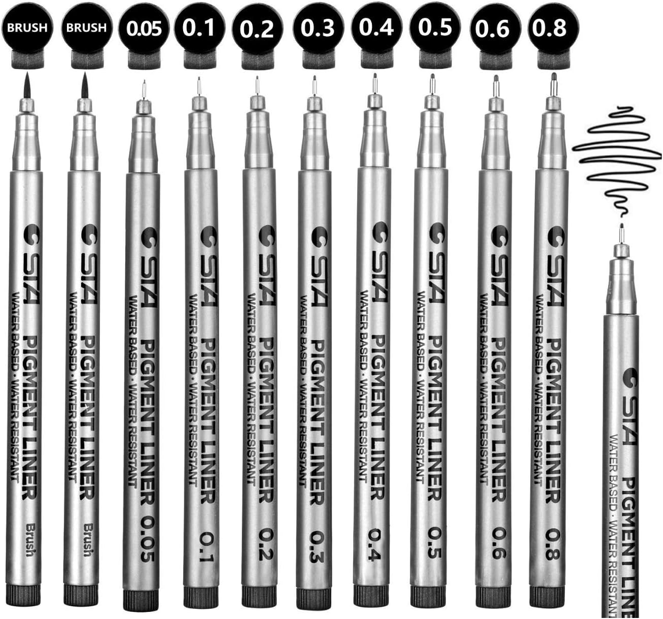 10 Pack Black Pigment Fineliner Pens Set With Stylish Felt Wrap Pouch. Different Nib Sizes With Anti-Bleed Archival Ink For Artist Drawing Bullet Journal Illustration Technical Drawing & Much More