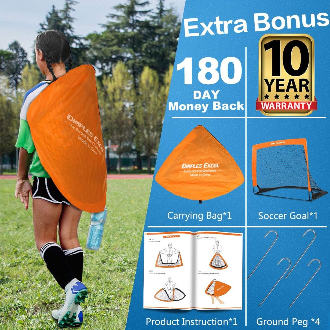 Dimples Excel Soccer Goal Kids Soccer Net for Backyard 4'x3', 1 Pack : Sports & Outdoors