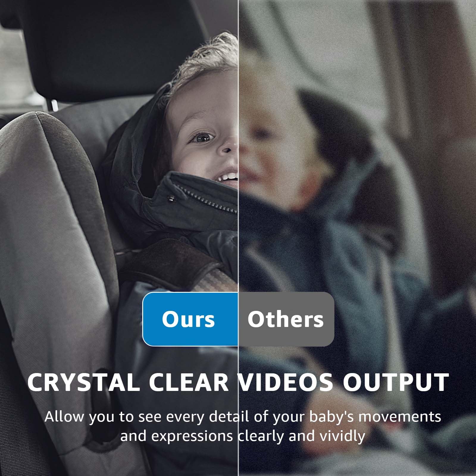 Baby Car Camera, HD Display Baby Car Mirror with Night Vision Feature, 4.3 inch Baby Car Camera with Monitor Wide Clear View, BackSeat Camera Rear Facing to Observe Baby’s Every Move