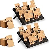 Marsui 62 Pcs Wood Earring Display Stand Earring Card Display 2 Sets of Holder with Cards Jewelry Stands for Selling