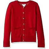 Amazon Essentials Girls and Toddlers' Uniform Slim Fit Crewneck Cardigan Sweater