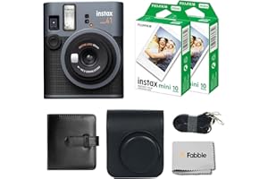 Fujifilm Instax Mini 41 Instant Film Camera Bundle with Groovy Case, Twin Pack Film (20 Sheets), Photo Album (32 Photos), –Vintage Black