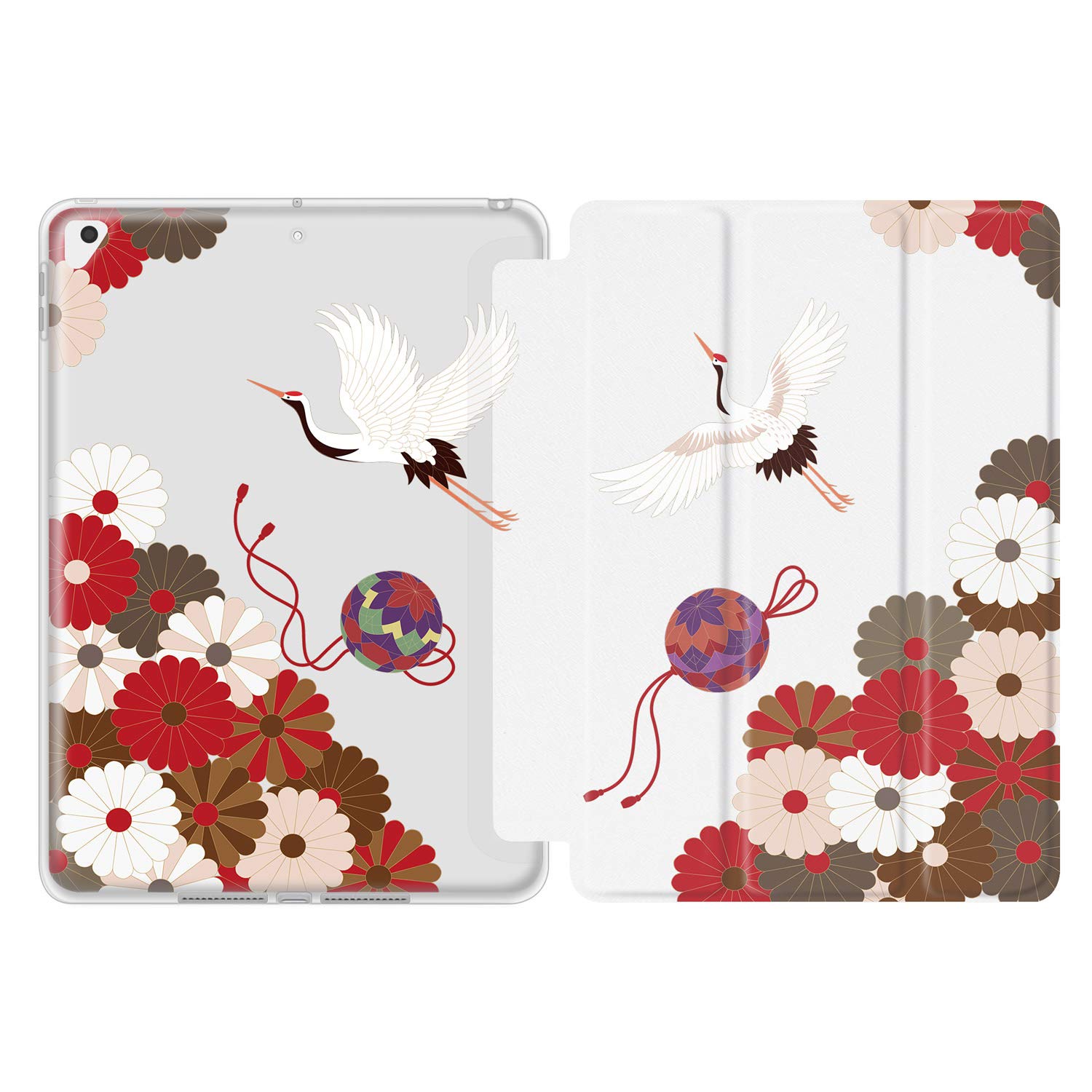 Huasiru Colorful Case for iPad 9.7 Case iPad 6th Generation 2018/ iPad 5th Generation 2017/iPad Air Case/iPad Air 2 Case with Auto Wake/Sleep, Slim Soft Silicone Smart Protective Cover, Crane