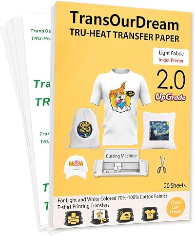 TransOurDream Tru-Transfer Paper 20 Sheets A4 for Light Fabrics Inkjet