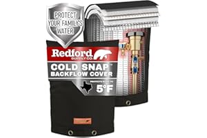 Redford Supply Co. Cold Snap (5°F) Backflow Preventer Insulation Cover, 16"W x 20"H, Pipe Insulation, Water Sprinkler Covers for Outside, Sprinkler Backflow Cover for Winter, Well Pump Bag (Black)