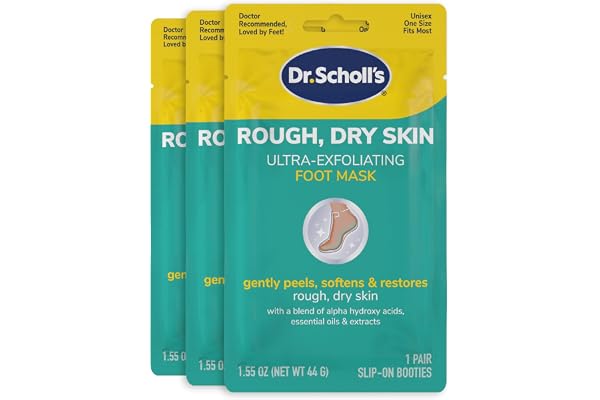 Dr. Scholl's Rough, Dry Skin Ultra Exfoliating Foot Peeling Mask, 3 Pairs Moisturizing Socks Gently Peels and Softens, with Urea, Dry Skin Callus Remover for Feet