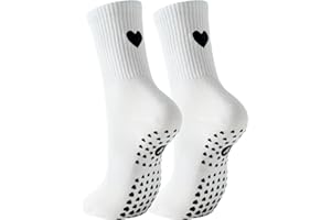 Yawlsow Pilates Grip Socks for Women Yoga Grippy Socks Cute Barre Non Skid Athletic Crew Sticky Sock Workout Hospital