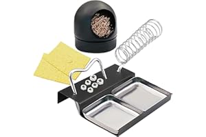 V TELESKY Soldering Iron Holder Stand Solder Iron Base, Solder Iron Stand with 2PCS 35 * 50mm Cleaning Sponge and 1PCS Brass Ball for Cleaning Soldering Iron Tip