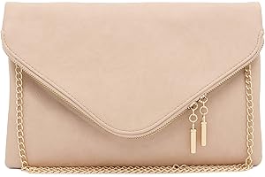 FashionPuzzle Oversized Envelope Clutch Evening Bag with Chain Strap