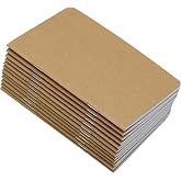 Yansanido 12 Pcs 5.5 Inch x 3.5 Inch Brown Cover Pocket Notebook 32 Sheets (64 Pages) Blank Pages 70 Gsm Paper (Brown, Blank)