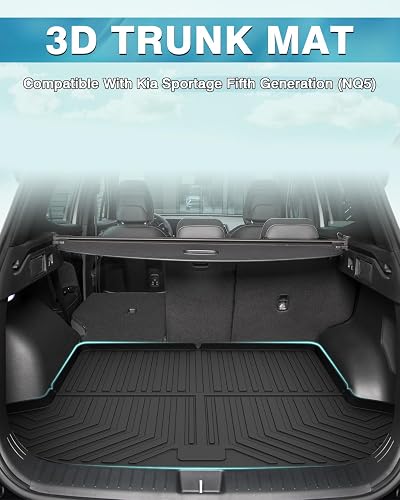 Custom Fit Cargo Liner For 2017-2022 Kia Sportage - All Weather Trunk Mat, Anti-Slip, Raised Edges (Upper Deck Position)