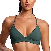 CRZ YOGA Womens Double Lined Triangle Strappy Sports Bra - Adjustable Spaghetti Straps Wireless Workout Yoga Cami
