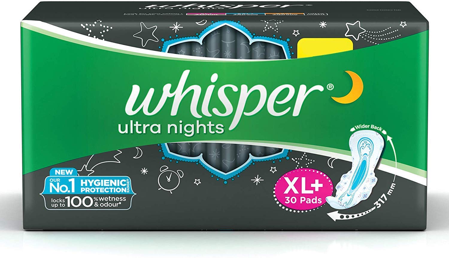 Buy Whisper Ultra Overnight Sanitary Pads with Wings 30 Pieces (XL