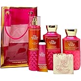 Bath & Body Works Pink Pineapple Sunrise Gift Bag Set - Fragrance Mist - Shower Gel - Body Lotion - Hand Cream - with a Himalayan Salts Springs Bar Soap - Full Size