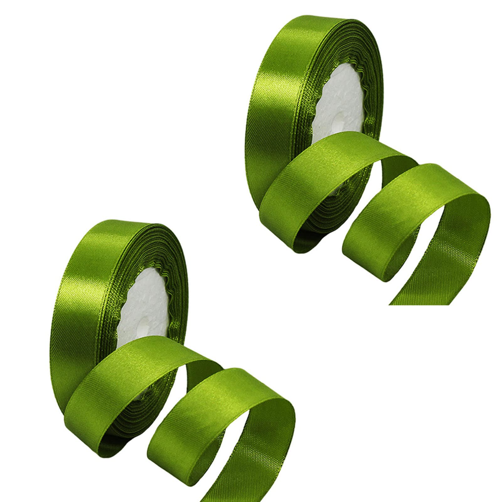 Army Green Ribbon - 2 Rolls, 20mm Double Sided Satin for Gift Wrapping, Crafting, Cake Decoration, Wedding, Christmas