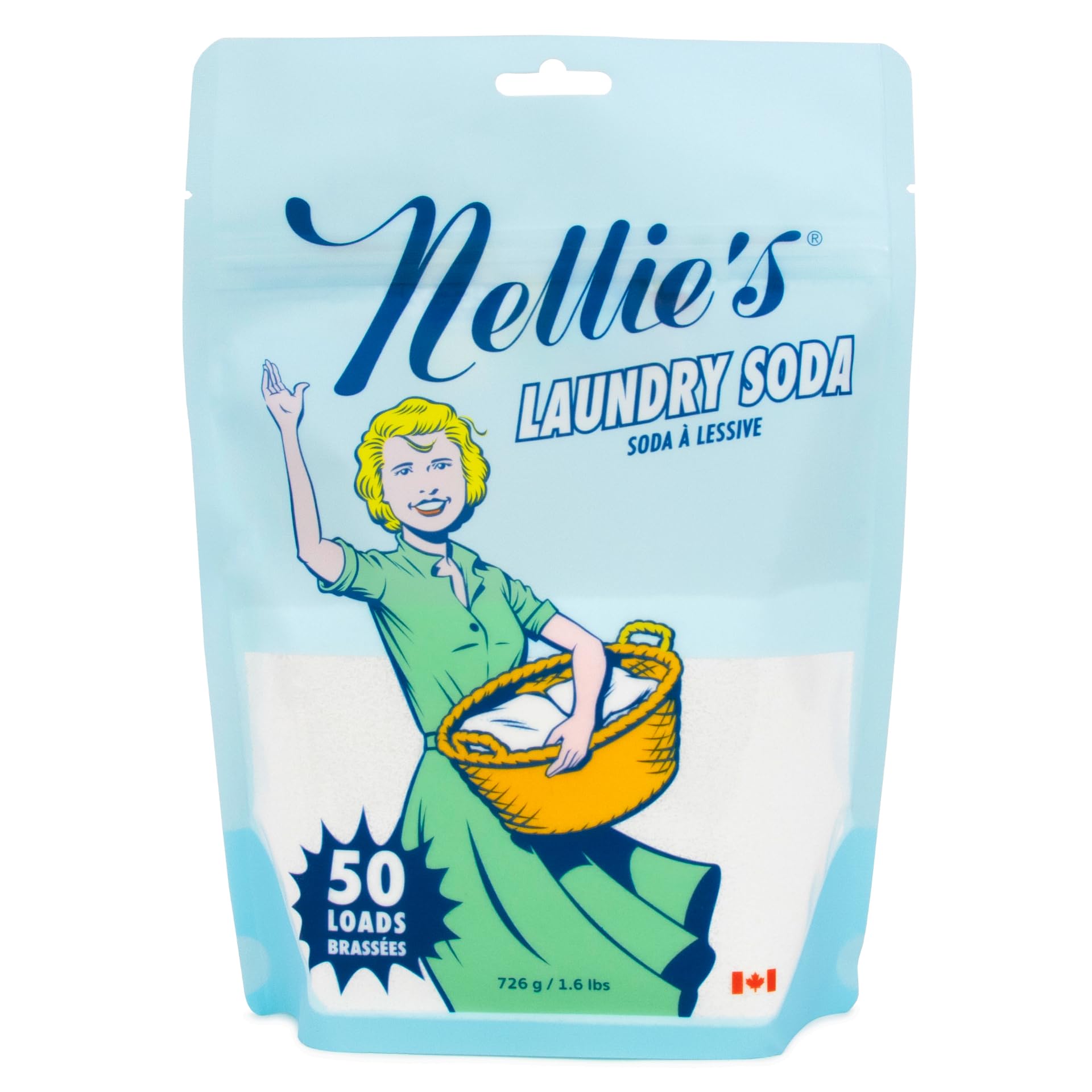 Photo 1 of Nellie's Laundry Soda - Concentrated Laundry Detergent Powder - 50 Load Pouch - Gentle on Skin and Environment - Fragrance-Free - Made in Canada