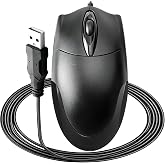 TvvTvvT Wired USB Mouse, 1200 DPI Ergonomic 3-Button, 5FT Cable | 500 Million Clicks Lifespan, Plug &amp; Play Setup, Ambidextrous Design for Office, Laptop, PC and Mac Users