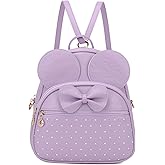 KL928 Girls Mini Backpack Bowknot Polka Dot Cute Daypacks Convertible Shoulder Bag Purse for Women (L.Purple)