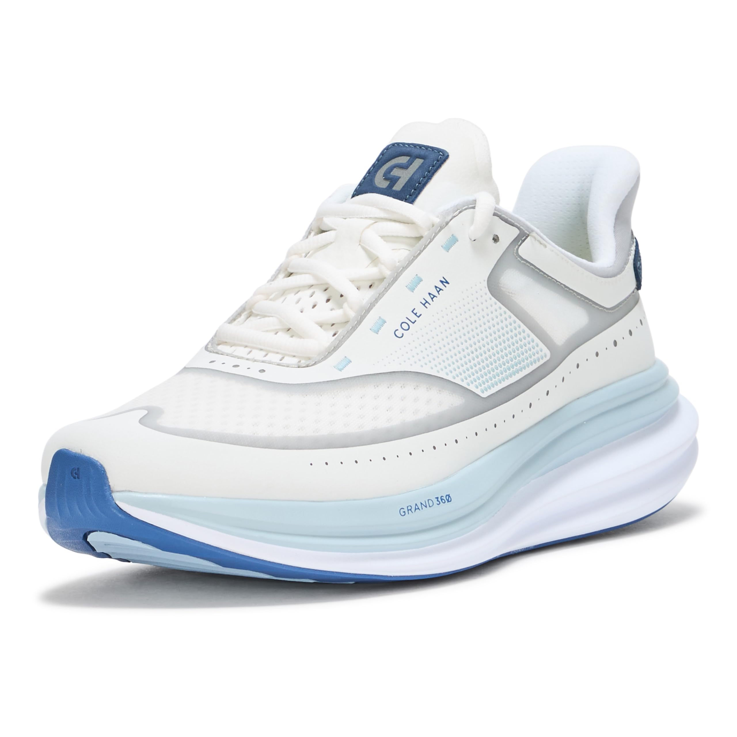 Cole Haan Women’s OriginalGrand Quadstar Running Sneaker, Optic White/Micro Chip/Skyway, 9.5 Medium