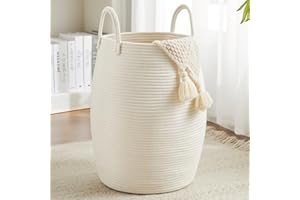 105L Extra Large Laundry Hamper Basket by Fiona's magic, Woven Tall Clothes Hamper for Storage Blanket, Toys and Dirty Cothes in Bedroom and Living Room Organizer, Beige
