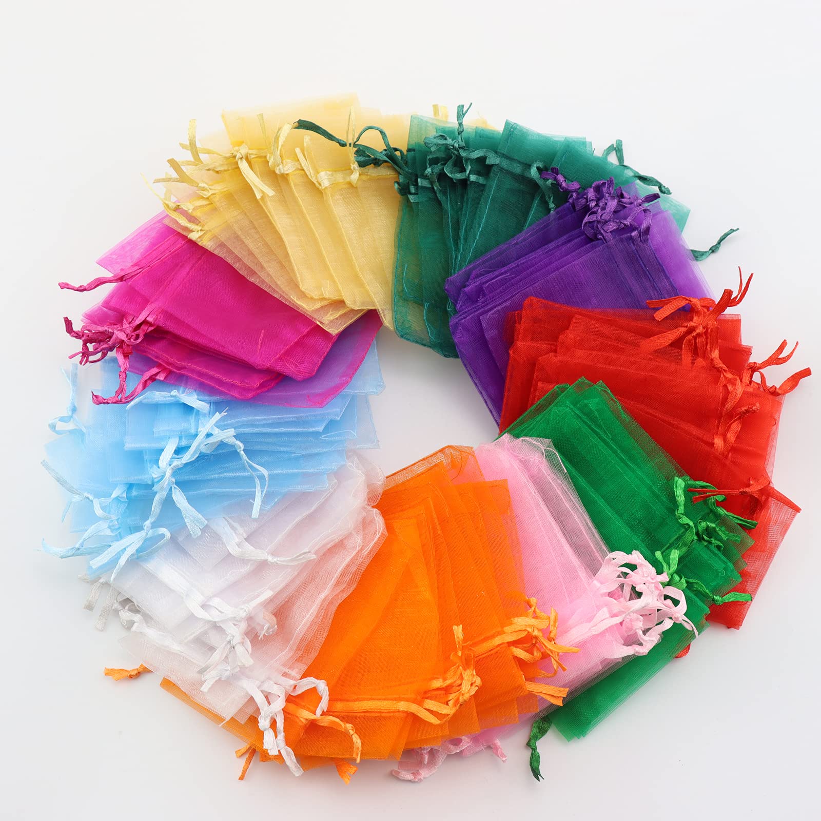 Organza Bags, 100Pcs 7x9cm Color Organza Gift Bags, Mesh Drawstring Pouches, Organza Candy Bag for Wedding Party Festivals Jewellery Jewelry bag