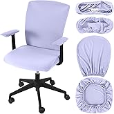 Tallew 4 Pcs Office Chair Covers Set Computer Universal Protective Stretchable Chair Seat Covers Desk Armrest Cover Pads Office Cushion Backrest for Rotating(Regular,Light Purple)