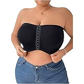 WDIRARA Women's Plus Size Strapless Front Closure Bandeau Bra Seamless Wireless Bralette Tube Top