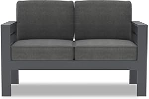 LayinSun Aluminum Outdoor Patio Loveseat, 2 Seater Sofa Chair with Cushions