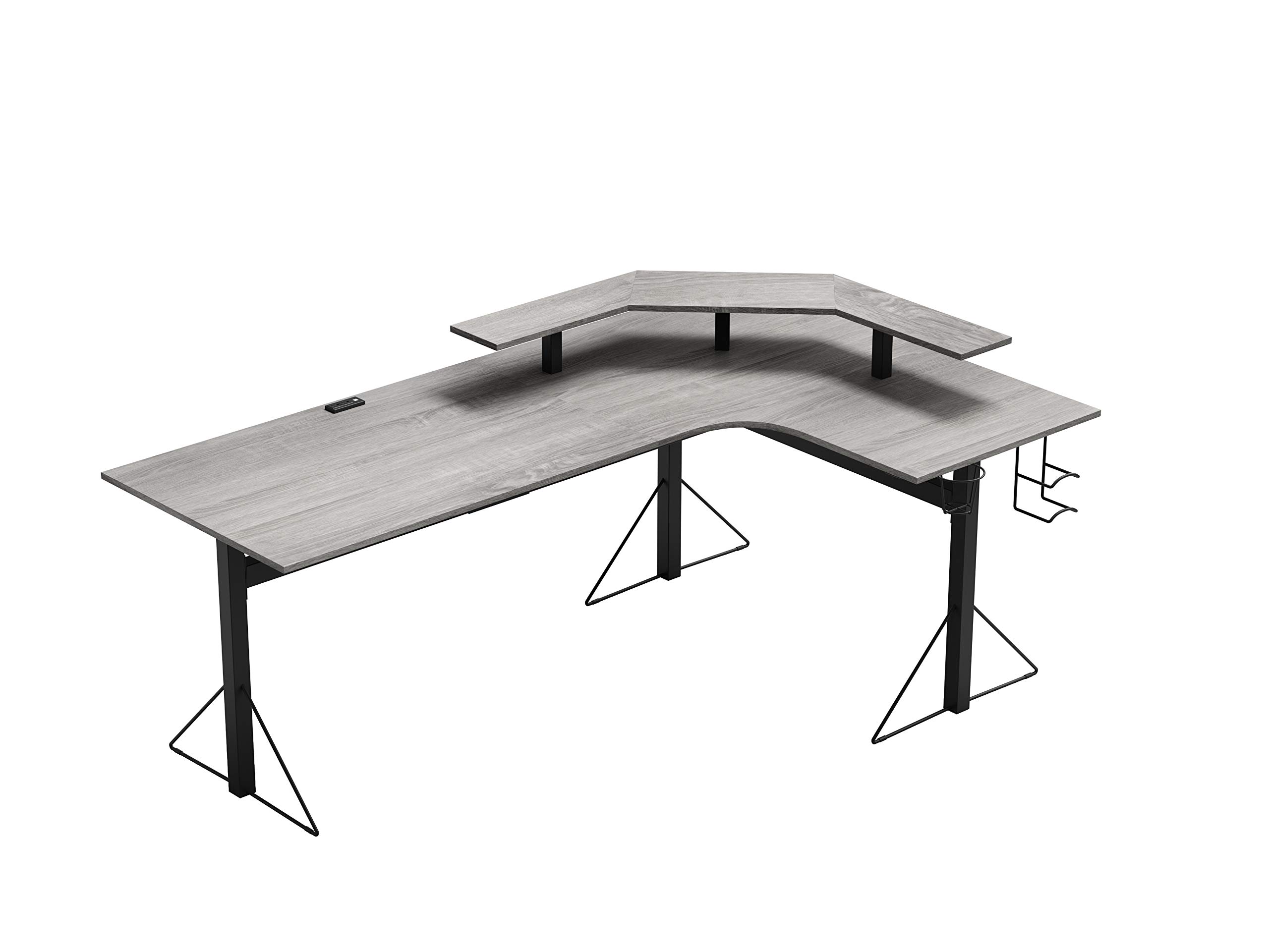 Photo 1 of DAR CORE Computer Gaming L-Desk with Power, Gray/Black