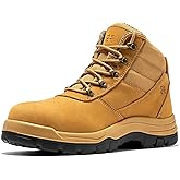 ROCKROOSTER 5 Inch Wheat Oxford Work Boots for men, Composite Toe ASTM F2413-18, EH, Slip Resistant, Side Zipper, EE Wide, Coolmax Comfort, Nubuck Leather Rubber Outsole