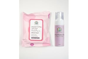 Perineal Cooling Pad Liners and Healing Foam, Witch Hazel, Postpartum Pain Relief, 24 Pad Liners, 150ml Foam