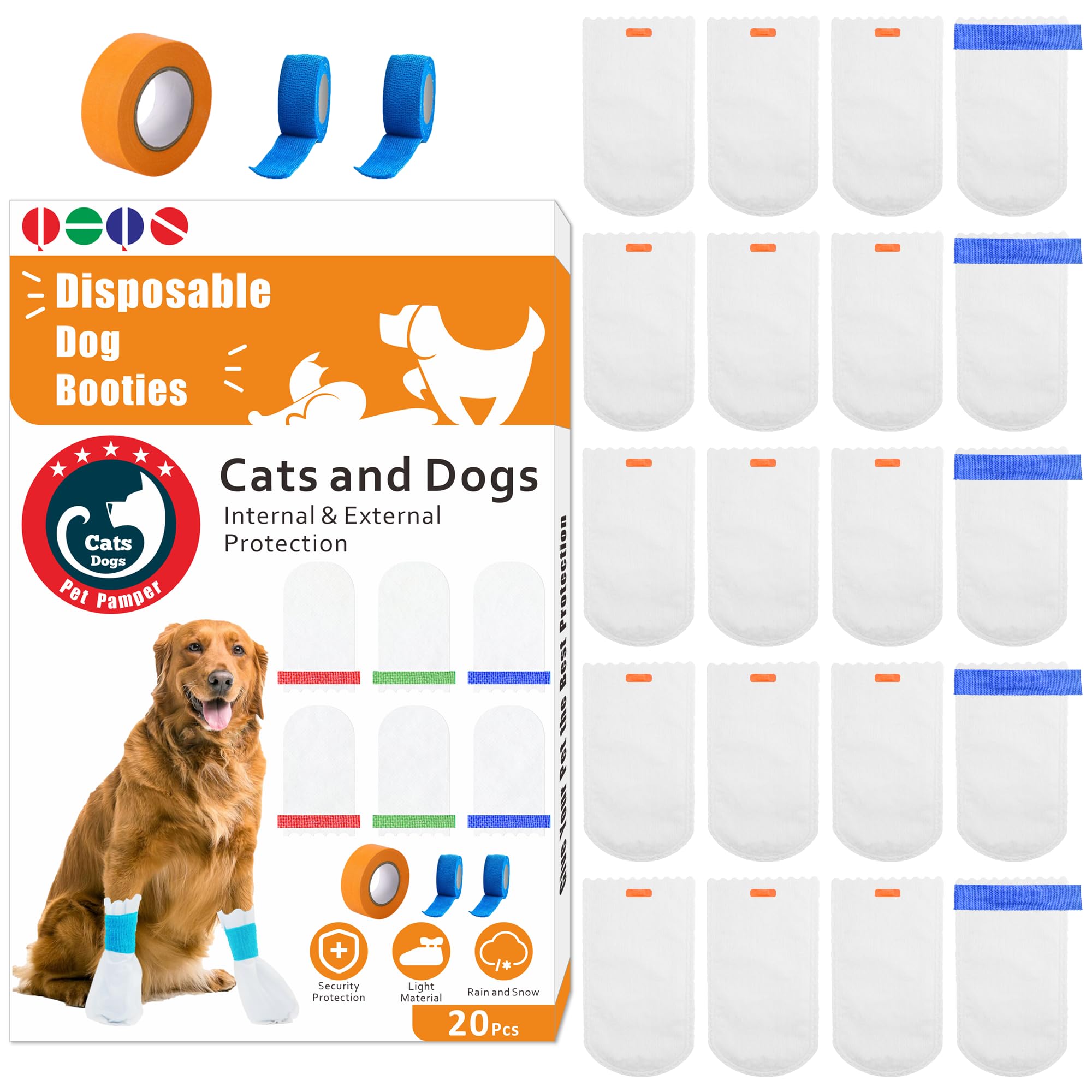 Photo 1 of 20Pcs Disposable Dog Booties | Dog Boots & Paw Protectors | Quickly Open The Disposable Dog Shoes | Waterproof Dogs Boots | Dogs Socks to Prevent Licking Paws (L -20Pcs)