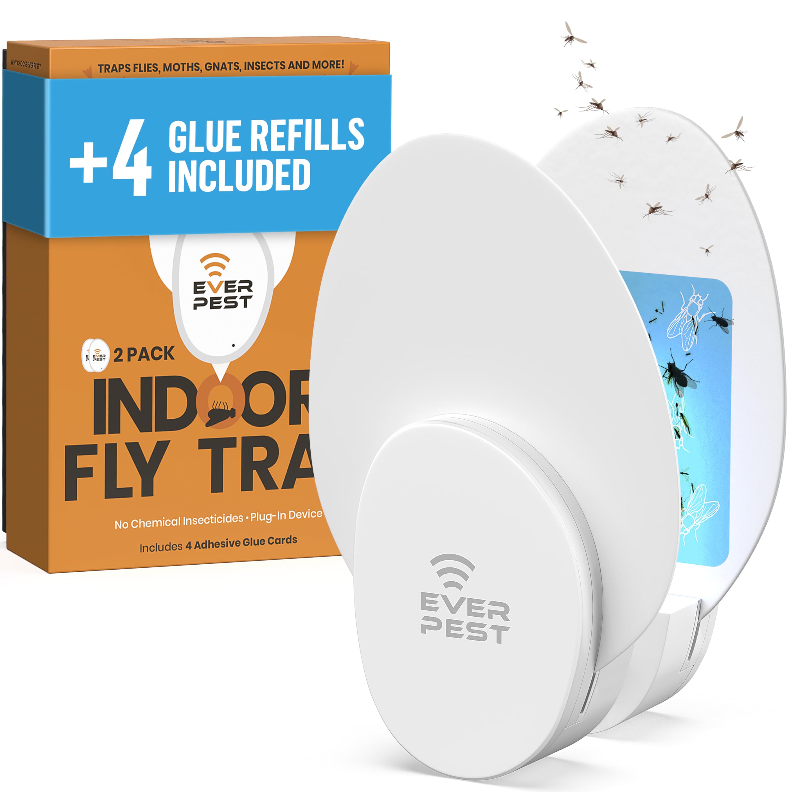 Photo 1 of Indoor Electric Fly Trap (2-Pack) – Plug-in Insect Catcher with 4 Glue Cards for Fruit Flies, Gnats, Moths & Mosquitoes – Safe Pest Control for Home Use