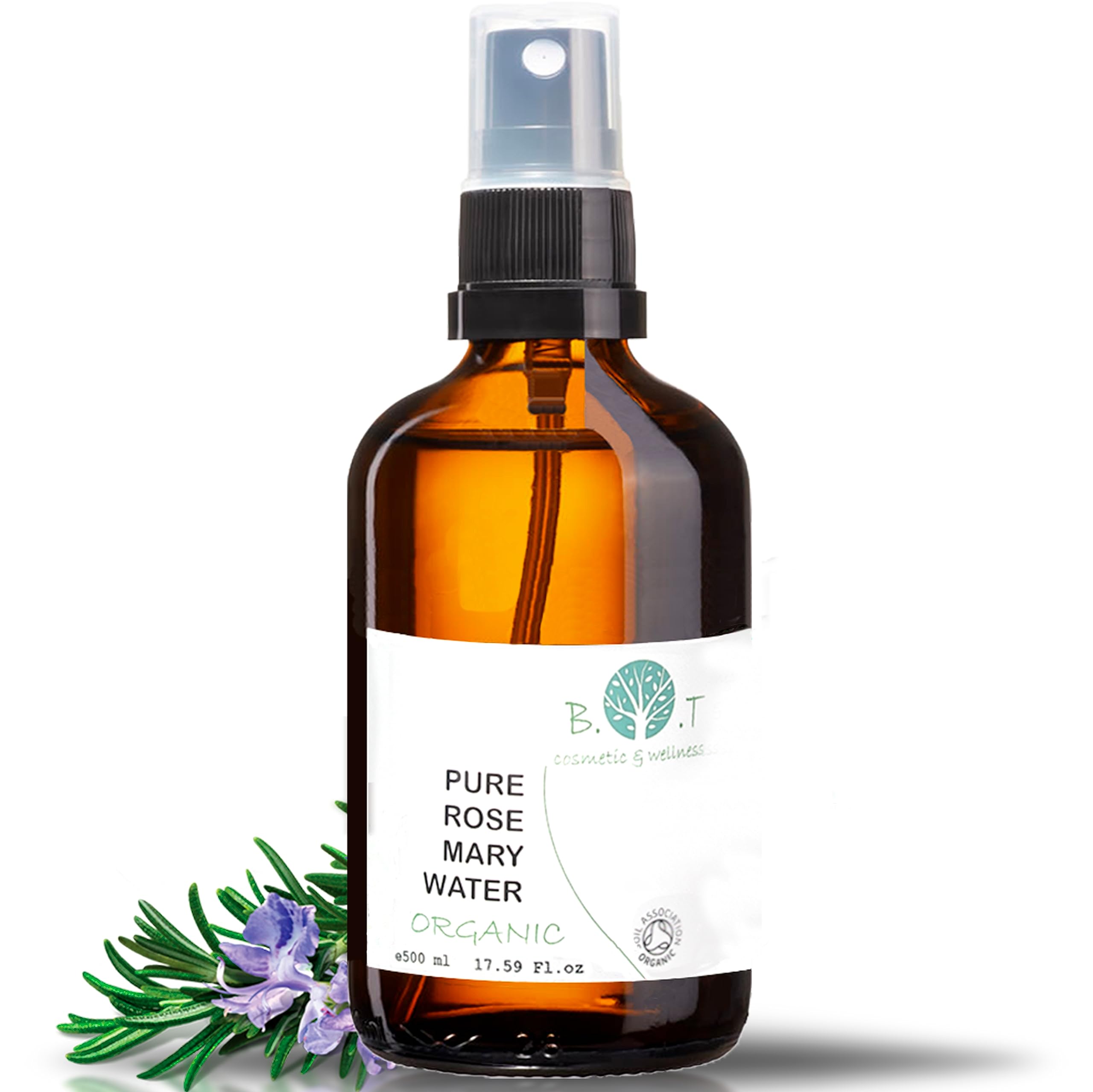 Rosemary Water 500 ml Stimulates Hair Growth, Hair Strengthener, Anti-Dandruff, Anti-Hair Loss. Cleansing Facial Toner for Oily and Acne-prone Skin.