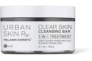 Urban Skin Rx® Clear Skin 3-in-1 Daily Treatment Cleansing Bar, Exfoliator + Clarifying Mask, Reduces Excess Oil, Clears Clogged Pores, Improves Appearance of Blemishes & Prevents Breakouts, 3.7 Oz
