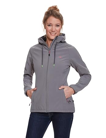 Jeff Green Damen Winddichte Wasserabweisende Atmungsaktive Softshell Jacke Kapuze New Jade