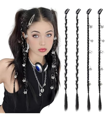 Amazon.com : Y2K Clip-in Braids Hair Extensions for Women  display picture 1