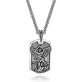 Saint Michael Archangel Necklace Vintage Protection Amulet Guardian Angel Necklace Pendant Jewelry Gifts for Men Women